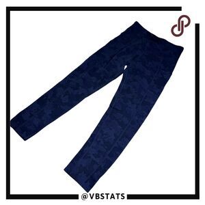 Tuff Athletics Women's High Rise Floral‎ Workout Tight Leggings Blue Black Small